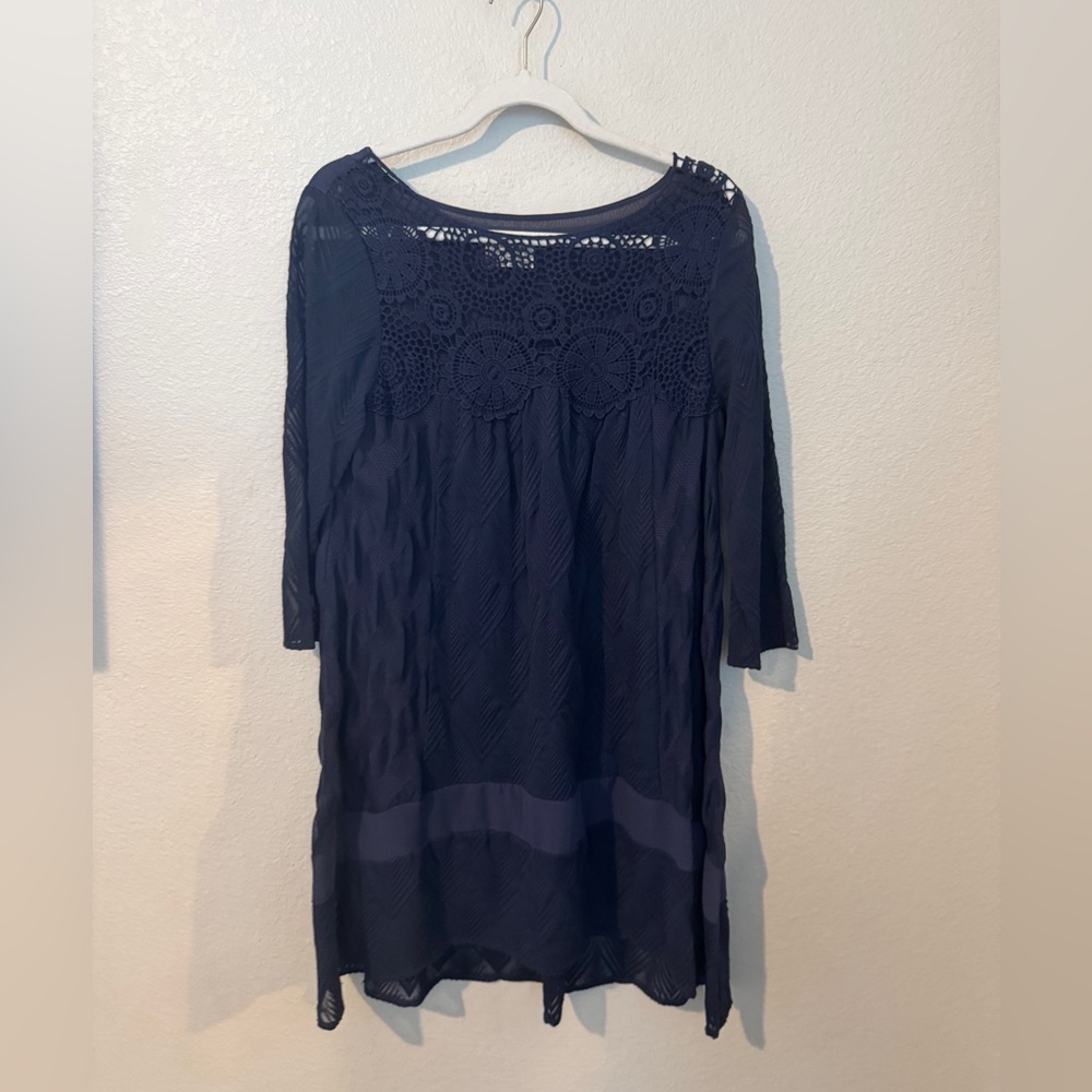 Holding Horses Navy Crochet Dress